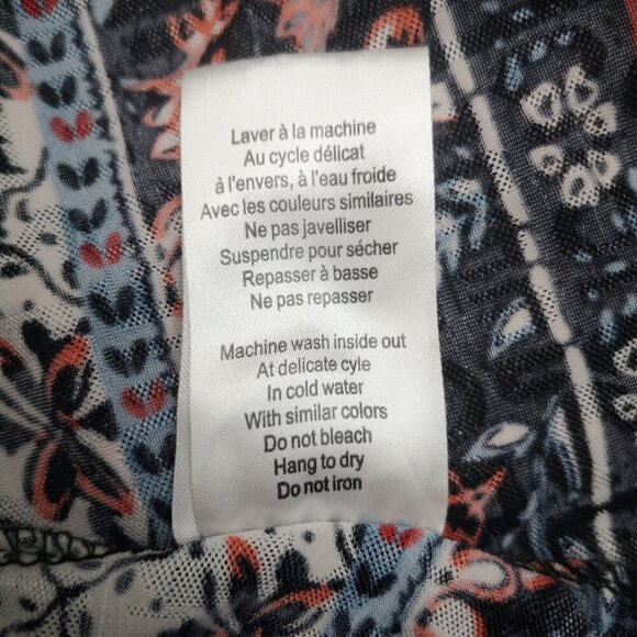 Claire France Ladies Size 3X Orange Blue Black & White Flutter Sleeves Top - Picture 6 of 9